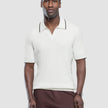 V-Neck Knit Short Sleeve Polo White