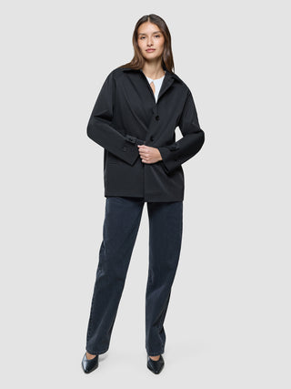 Women Waterproof Trench Coat Short Black