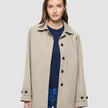 Women Waterproof Trench Coat Short Sand Grain
