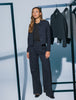 Serene Pants Wide Black Night Pinstripe