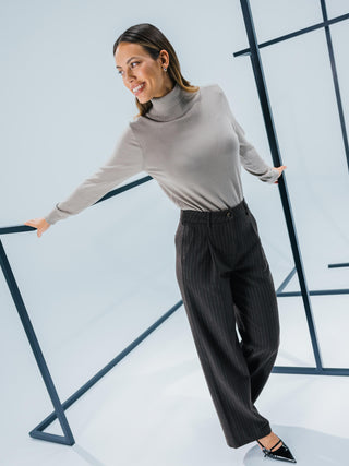 Fine Knit Turtleneck Dark Sand