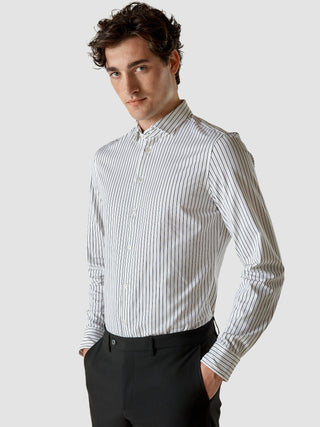 Classic Shirt Black Stripes Slim