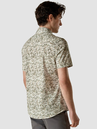 Classic Short-Sleeved Patterned Shirt Dried Leaves