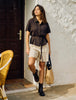 Women's Linen Shirt Short Sleeved Espresso