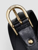 Women's Thin Leather Belt Gold Black