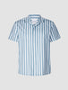 Bowling Short Sleeve Shirt Bold Stripes Light Blue