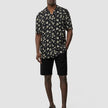 Breeze Bowling Short Sleeve Shirt Black Flowers