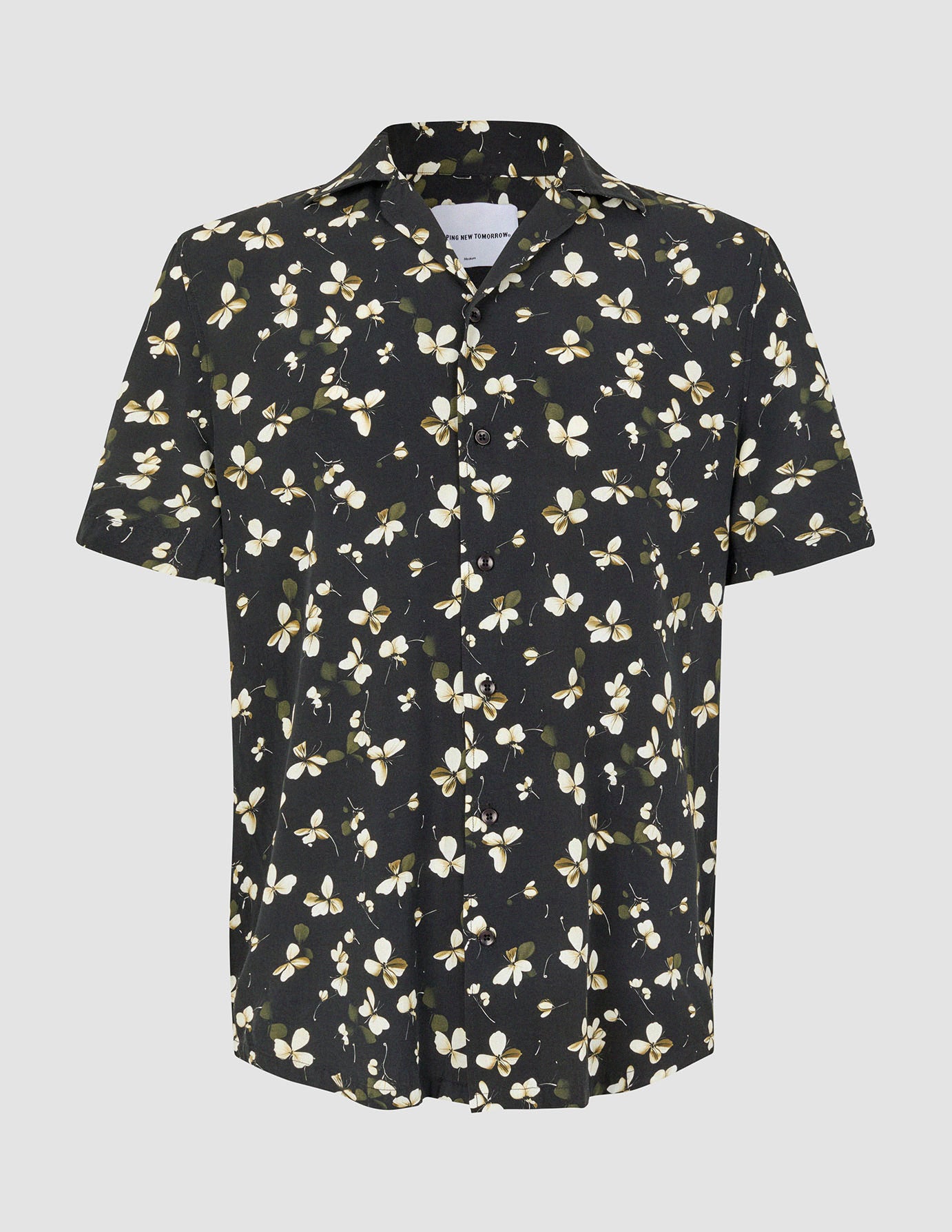 Breeze Bowling Short Sleeve Shirt Black Flowers