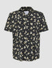 Breeze Bowling Short Sleeve Shirt Black Flowers