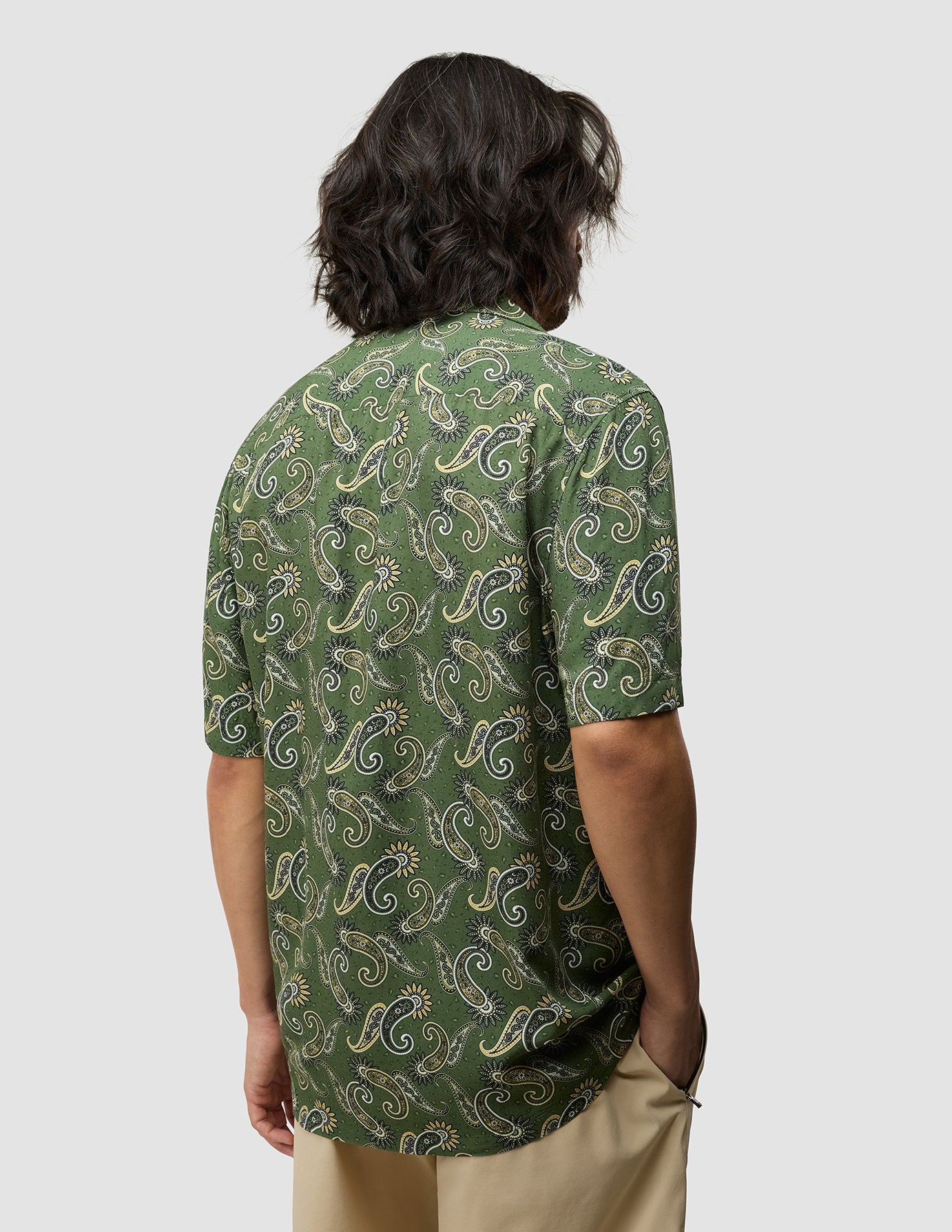 Breeze Bowling Short Sleeve Shirt Green Paisley