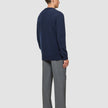Chunky Soft Wool Knit Crewneck Dark Navy Melange