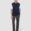 Chunky Soft Wool Knit Vest Dark Navy Melange