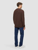Chunky Soft Wool Knit Crewneck Saddle Brown Melange