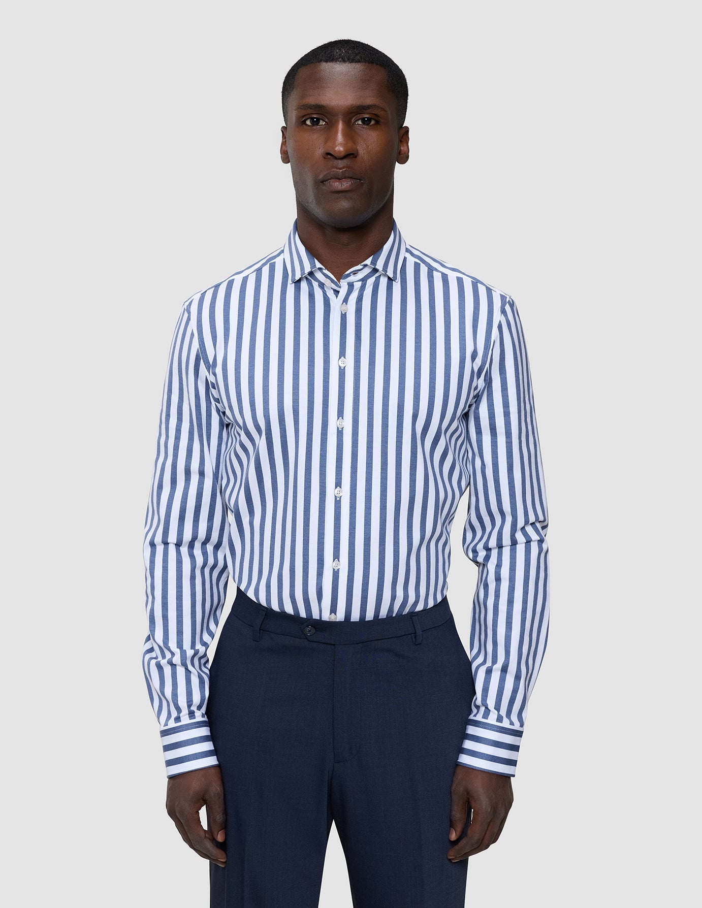 Classic Shirt Dusky Blue Stripe Slim