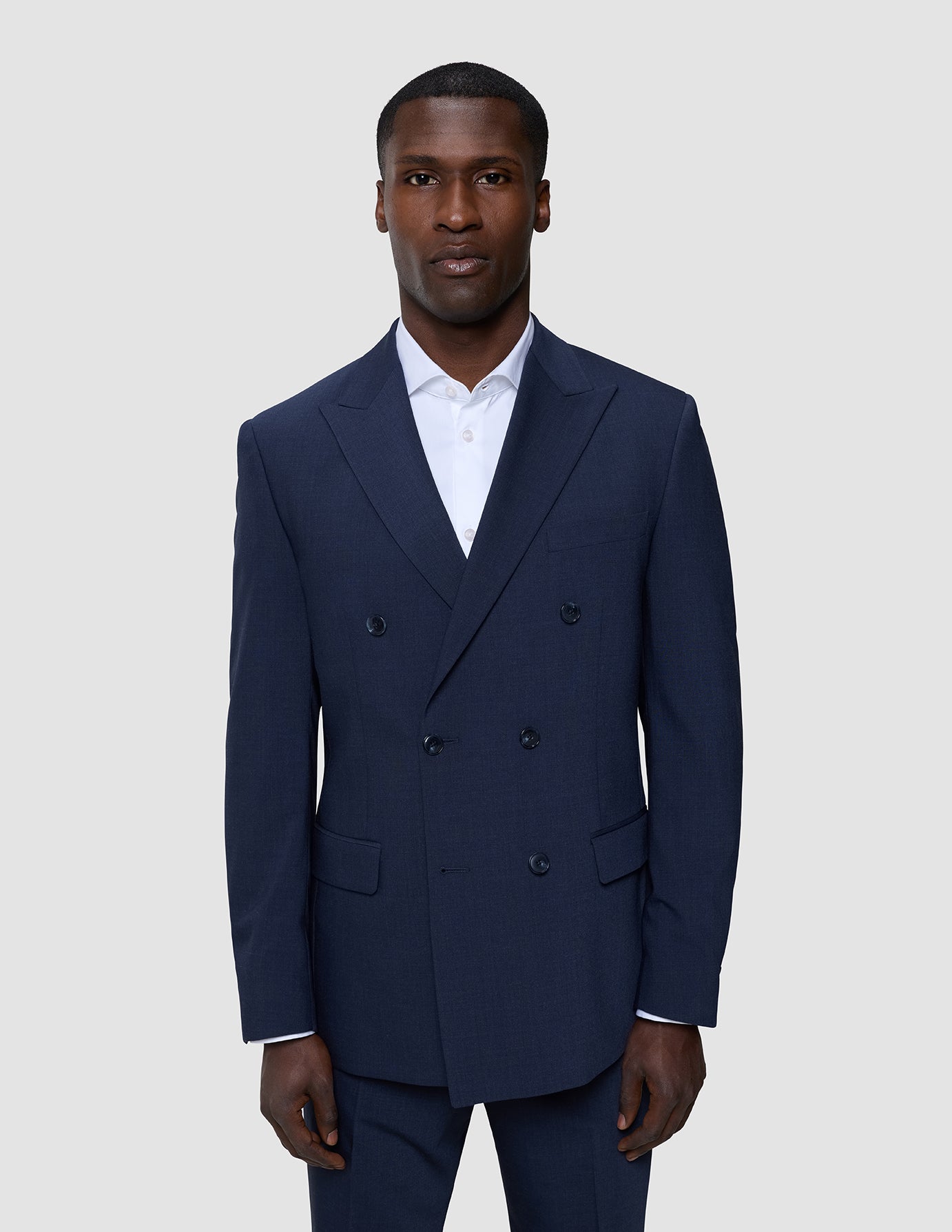 Double Breasted Tech Wool Blazer Navy
