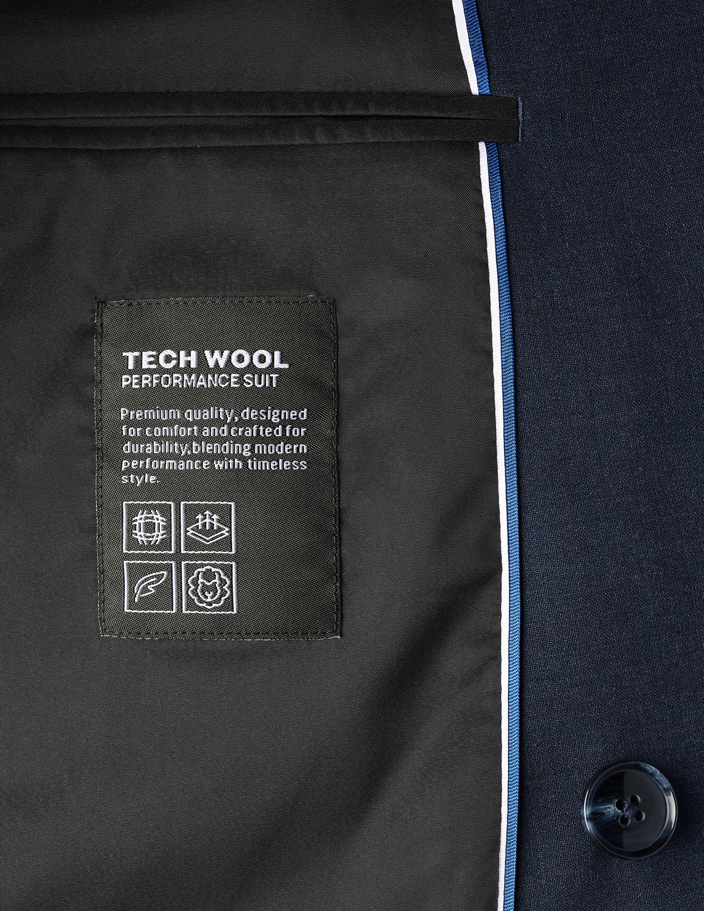 Double Breasted Tech Wool Blazer Navy