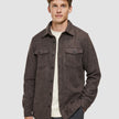 Double Layer Wool Overshirt Saddle Brown