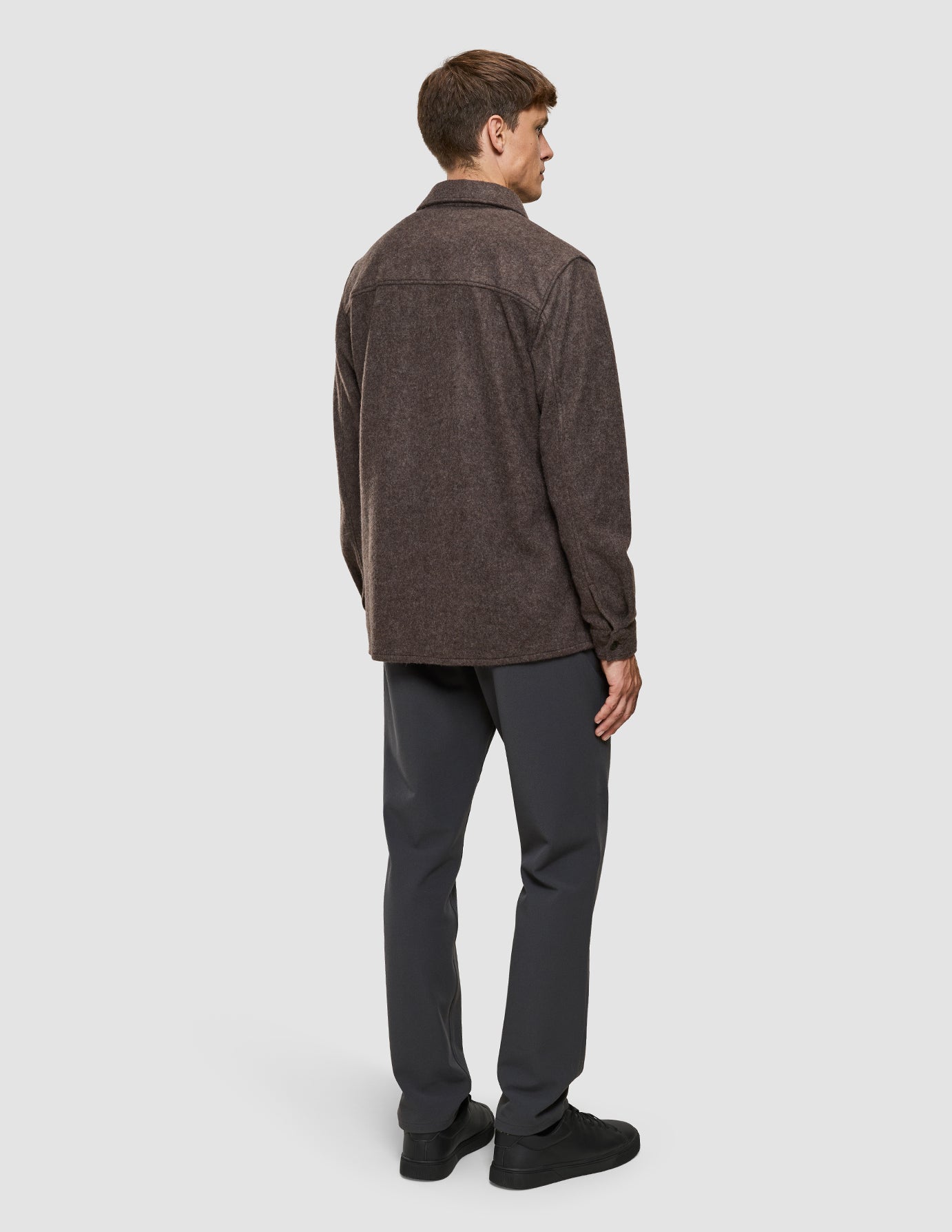 Double Layer Wool Overshirt Saddle Brown
