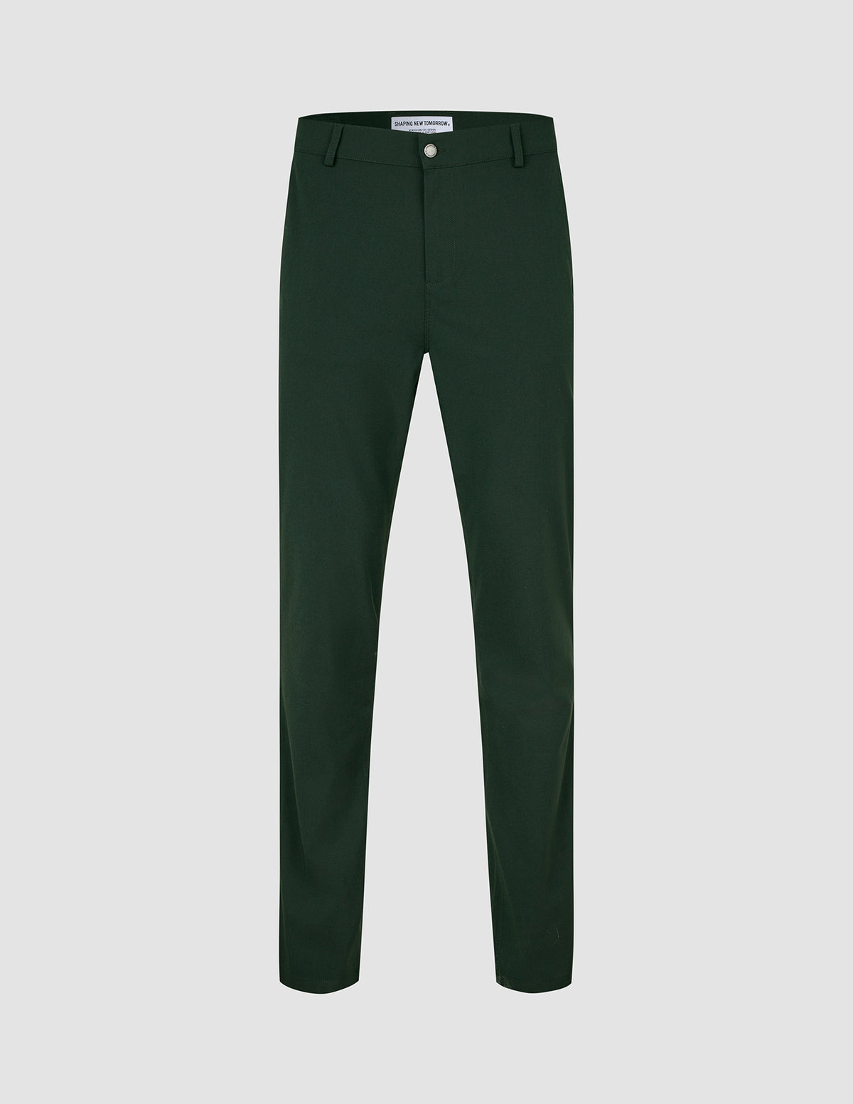 Ease Pants Slim Northern Pine i mørkegrøn med 360°-stretch, en knap og lynlås i gylpen.