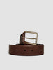 Elastic Leather Belt Dark Brown