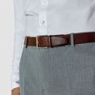 Elastic Leather Belt Dark Brown