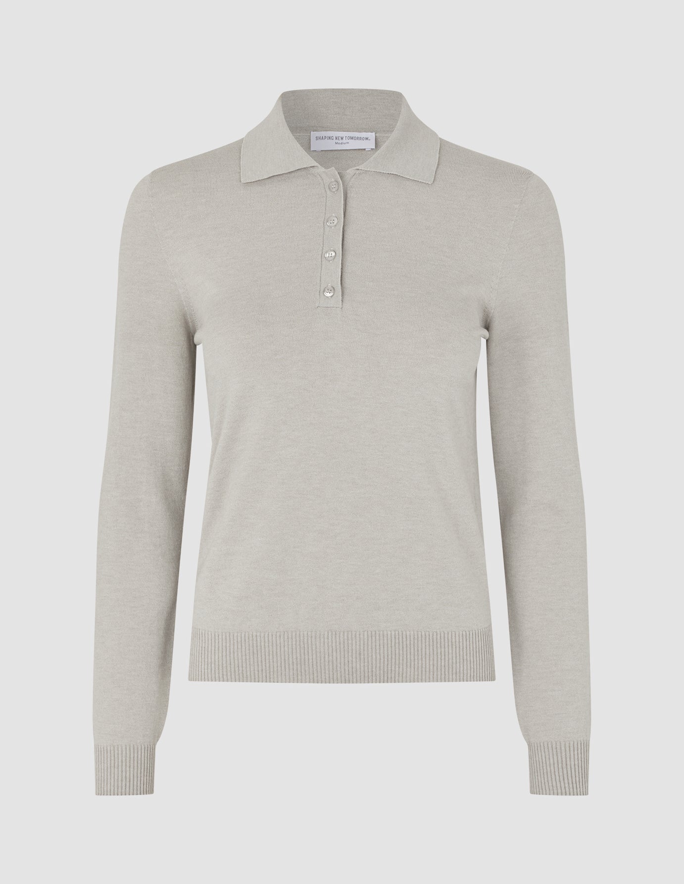 Women's Elevated Knit Polo Cold Beige Melange