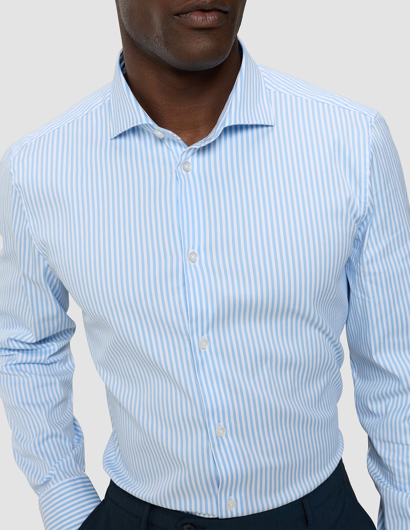 Elevated Shirt Light Blue Stripe Thin Slim