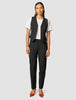 Essential Pants Tapered Black Silver Pinstripe