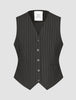 Essential Vest Short Black Silver Pinstripe