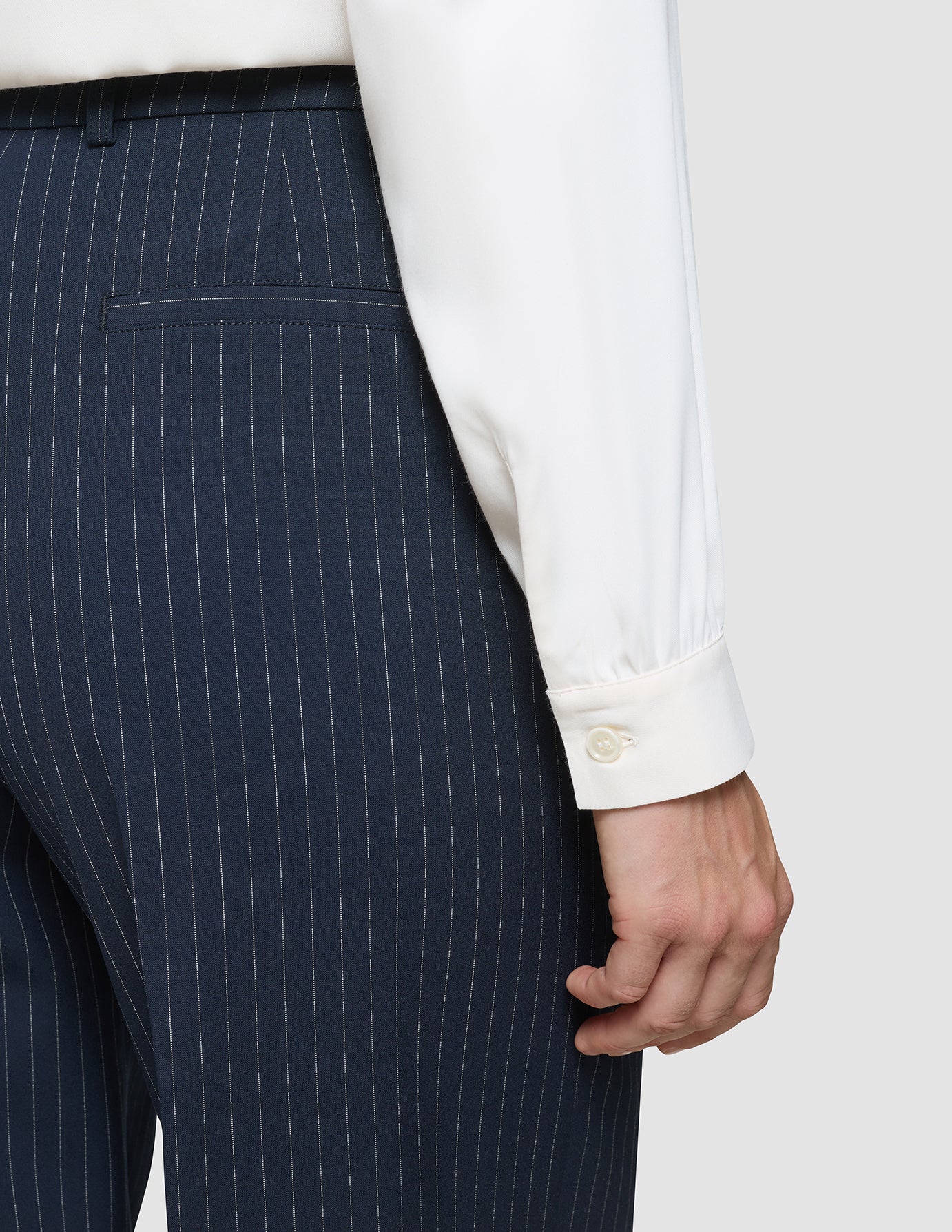 Women's Essential Pants Wide Navy Pinstripe