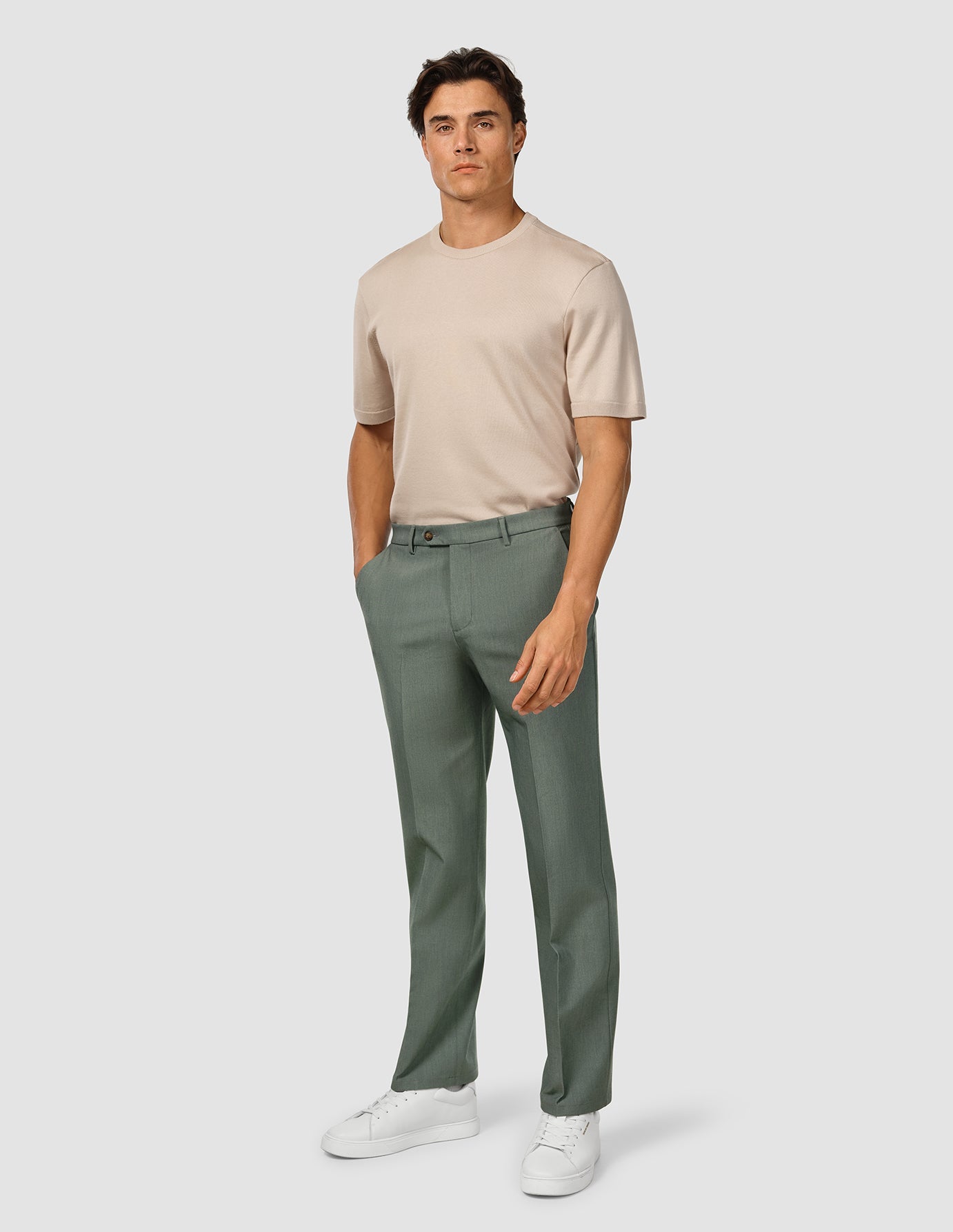 Essential Suit Pants Relaxed Fit Green Melange