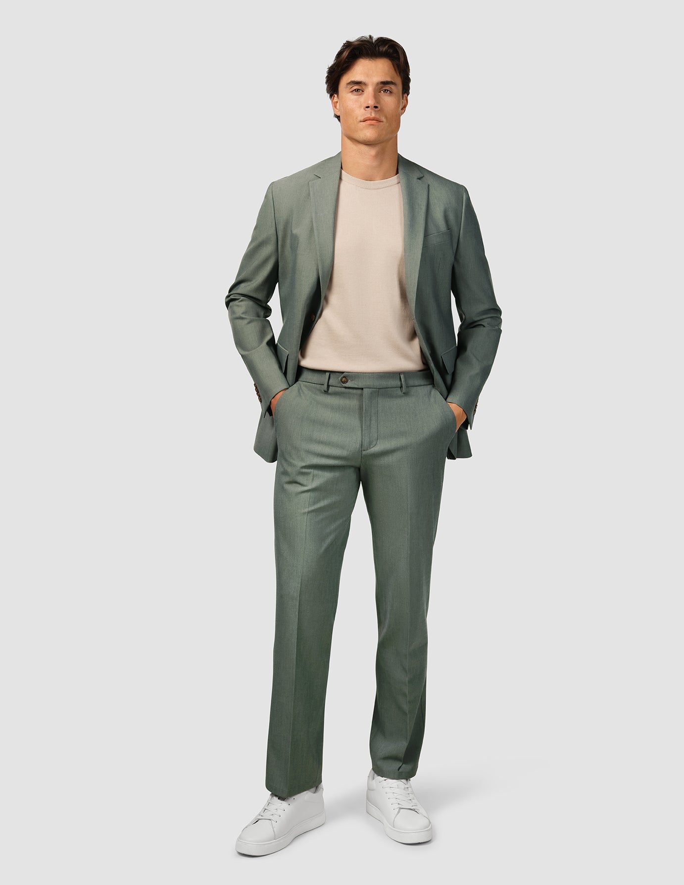 Essential Suit Pants Relaxed Fit Green Melange