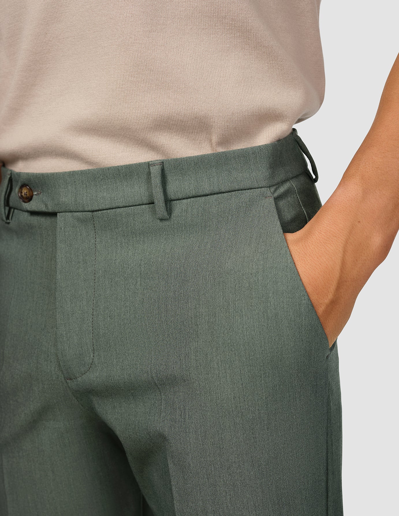 Essential Suit Pants Relaxed Fit Green Melange