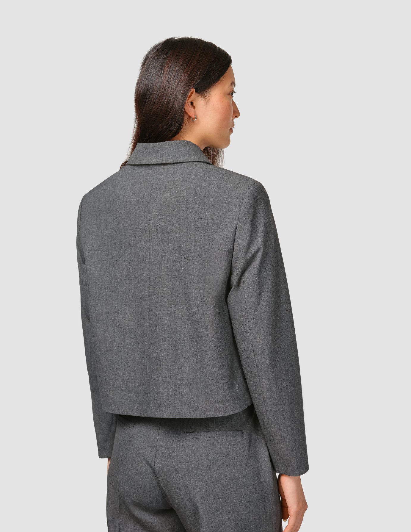 Essential Short Zip Jacket Dark Grey Melange