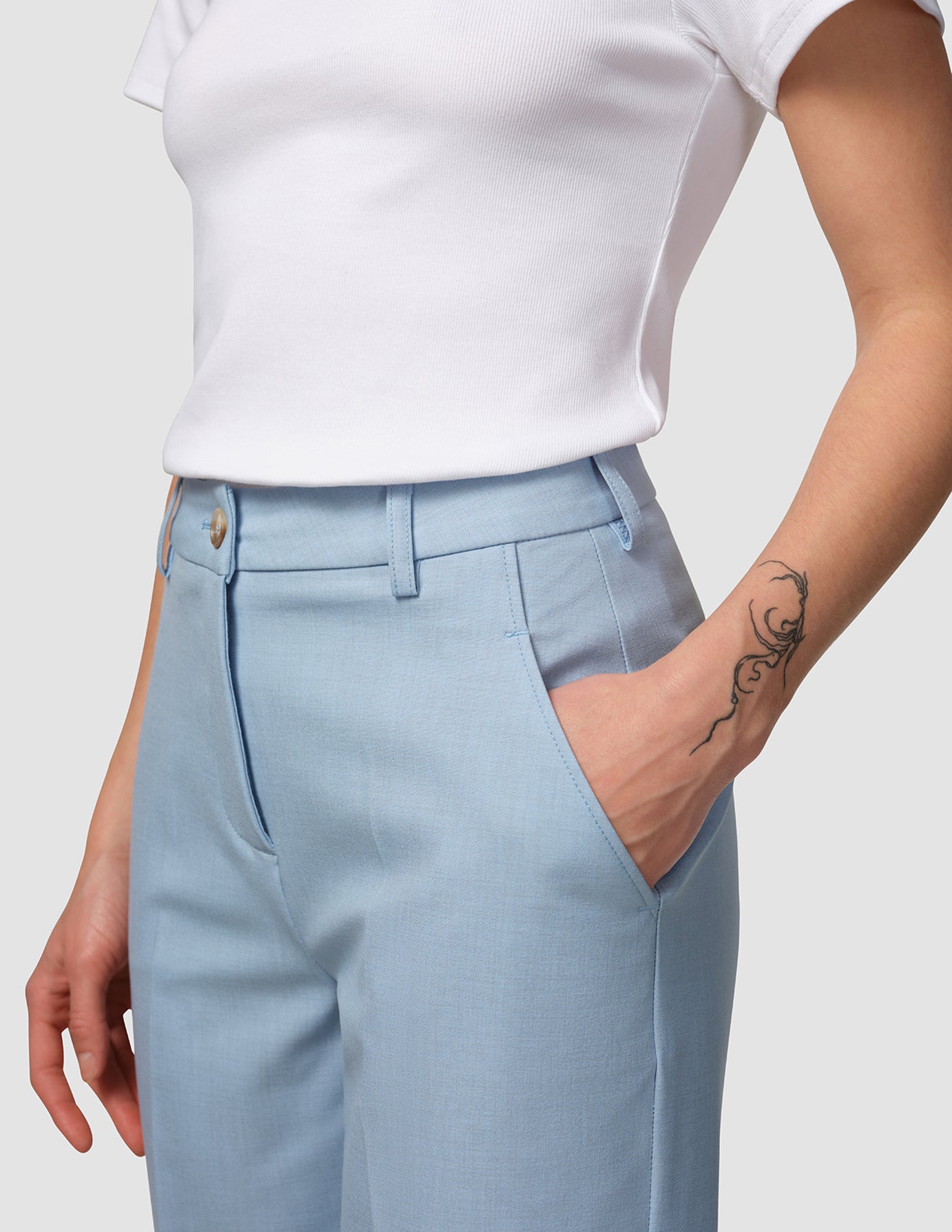 Essential Pants Tapered Sky Blue Melange