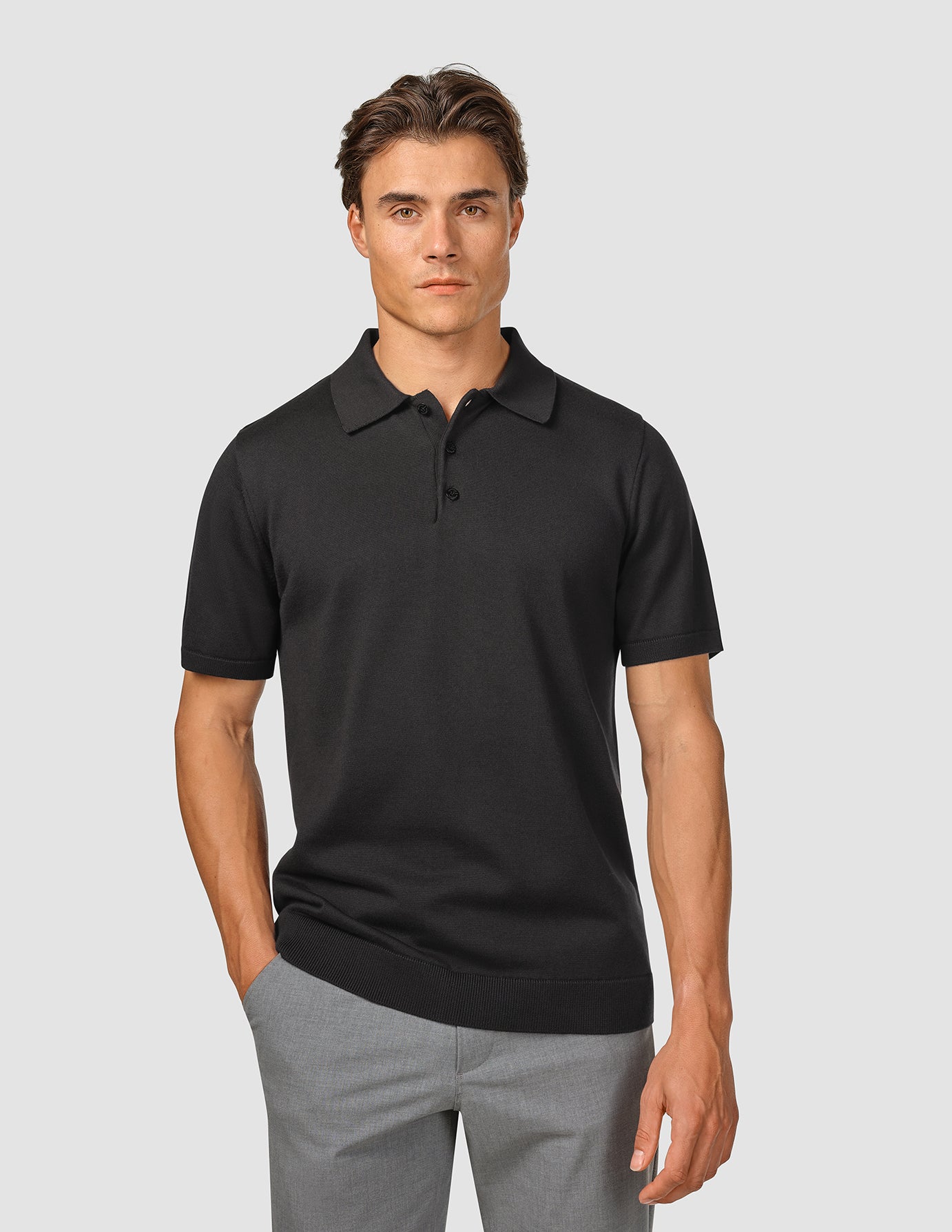 Everyday Knit Short Sleeve Polo Black