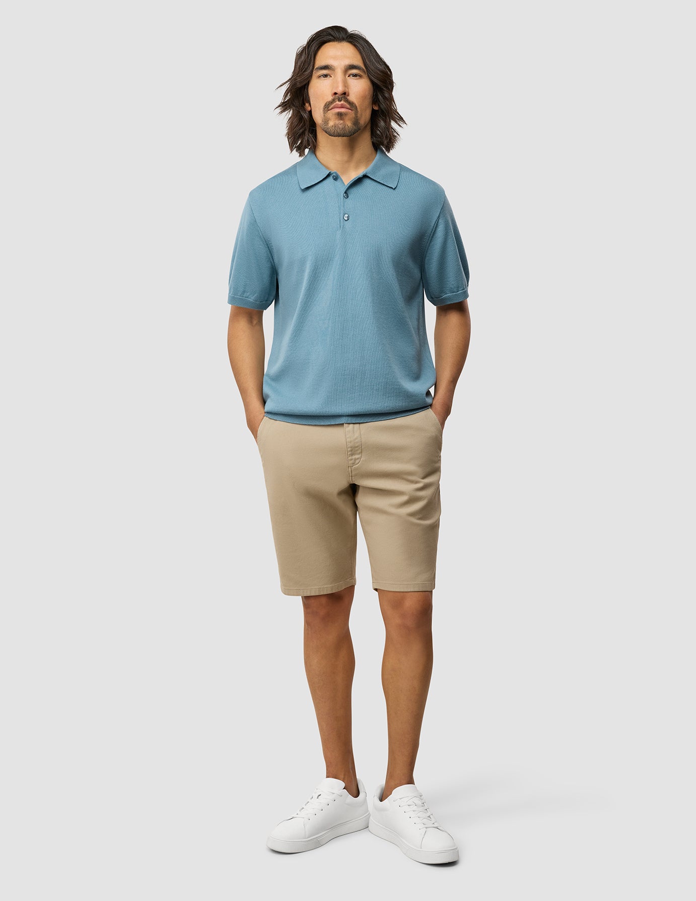 Everyday Knit Short Sleeve Polo Blue Mirage