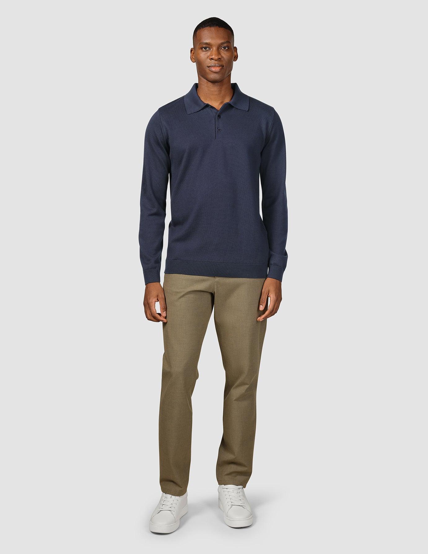 Everyday Knit Long Sleeve Polo Navy