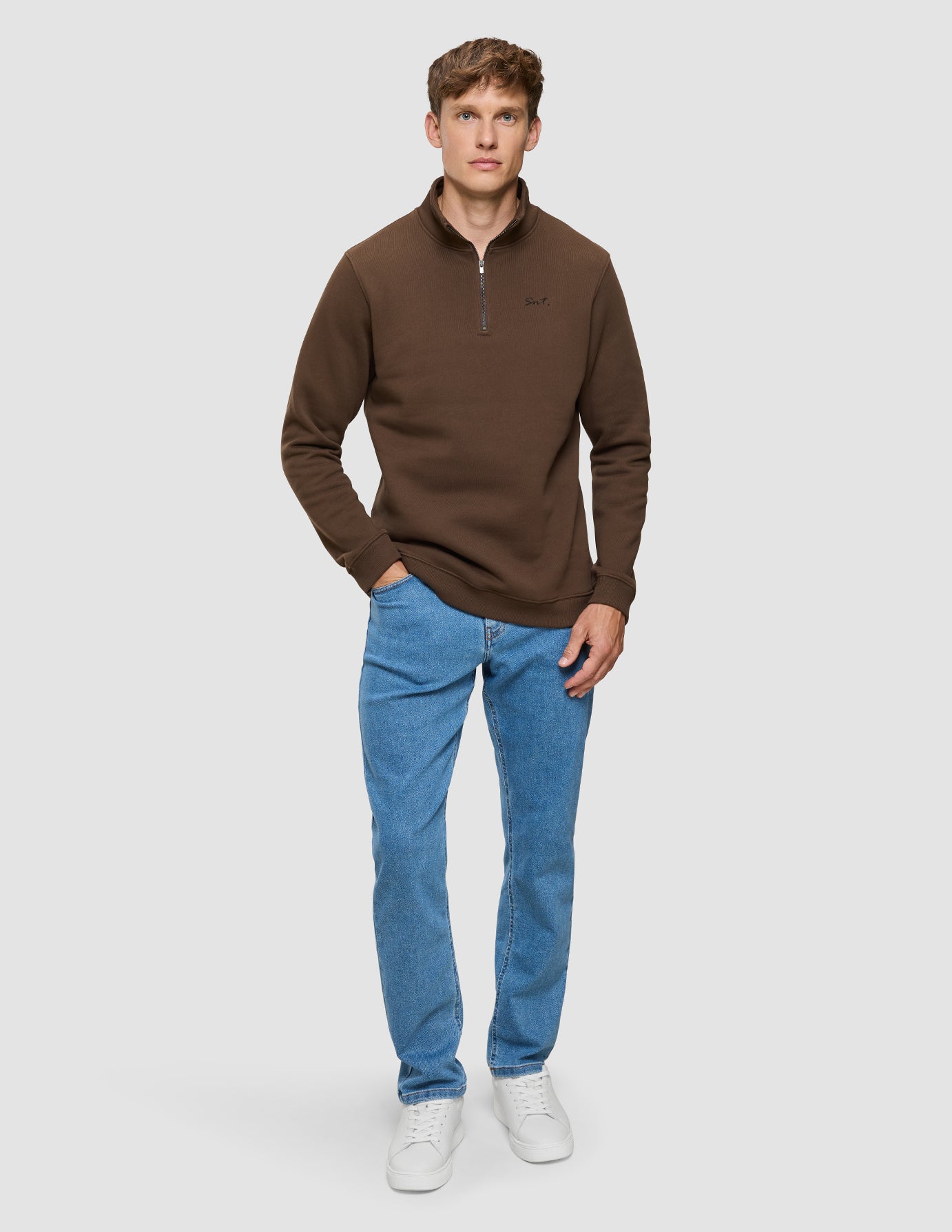 Everyday Half Zip Saddle Brown