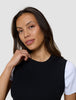 Women's Fine Knit Rib Vest Black