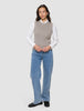 Women's Fine Knit Rib Vest Dark Sand