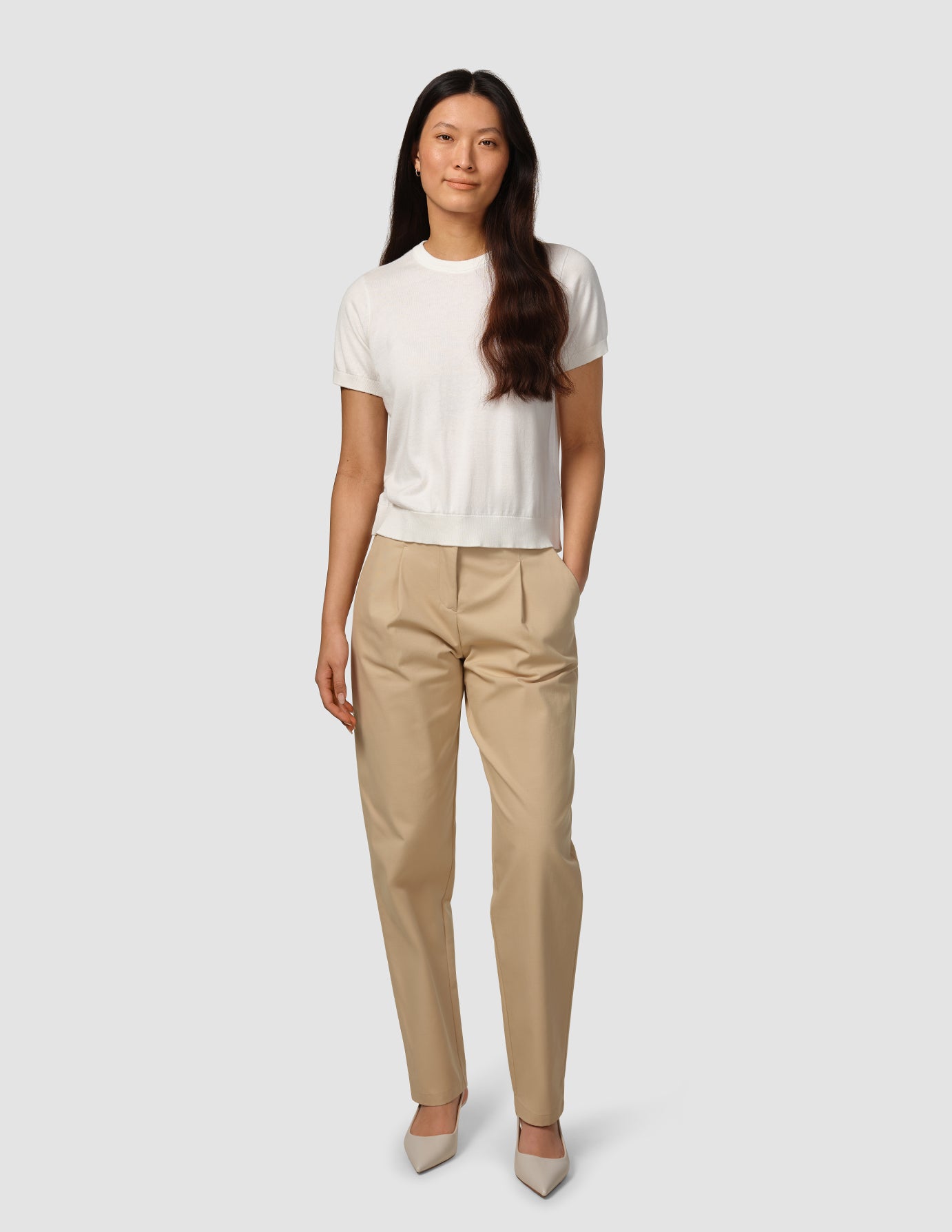 Fine Knit T-shirt Off White