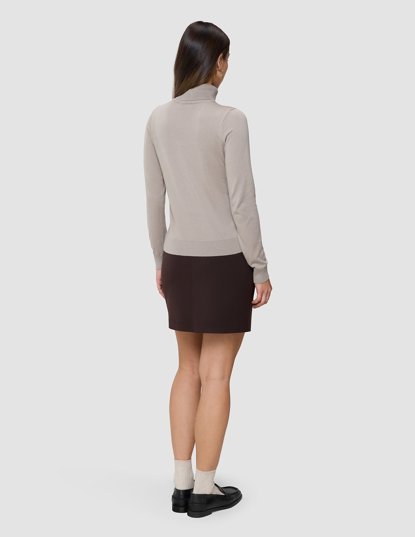 Fine Knit Turtleneck Dark Sand
