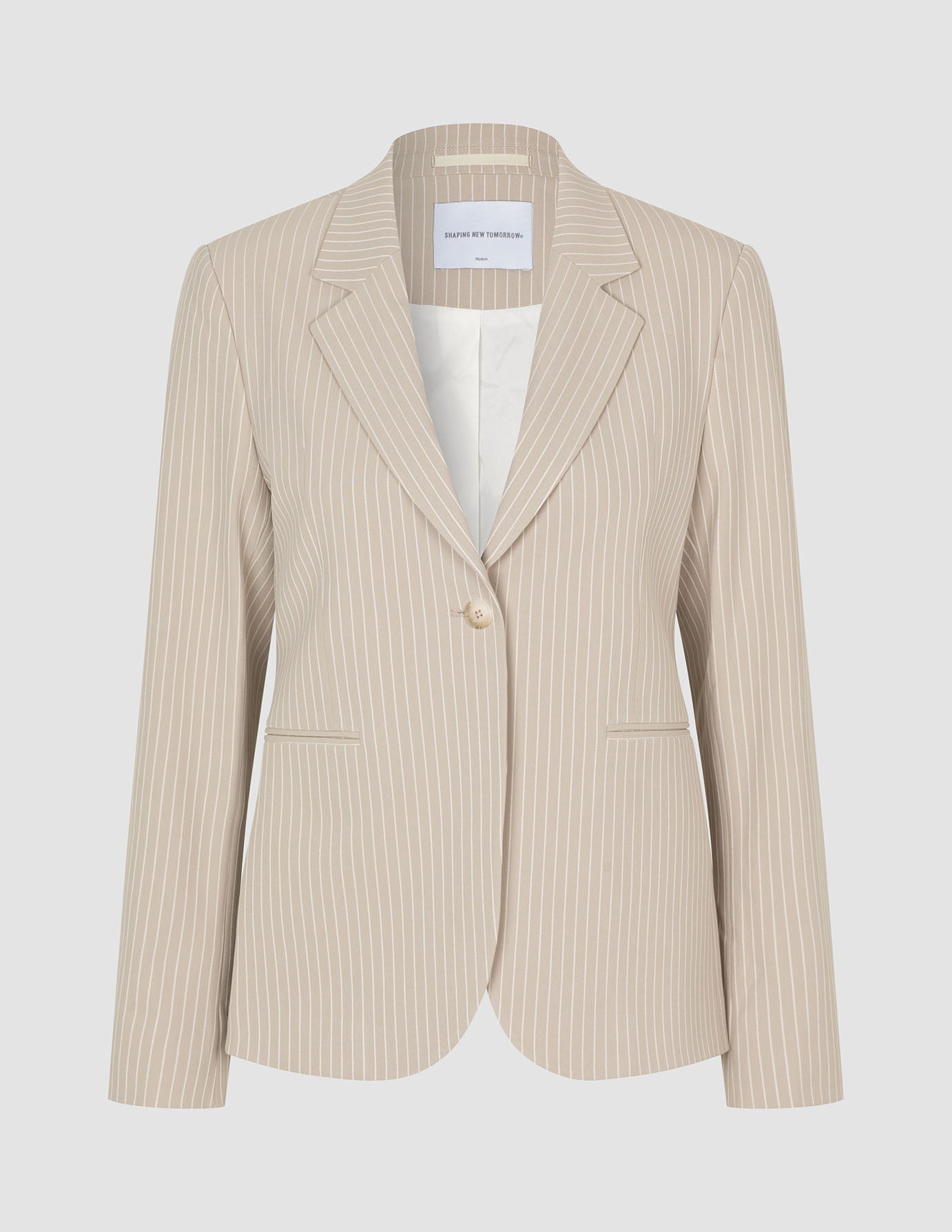 Essential Fitted Blazer Island Sand Pinstriped
