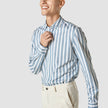 Lightweight Classic Shirt Bold Stripes Light Blue Slim