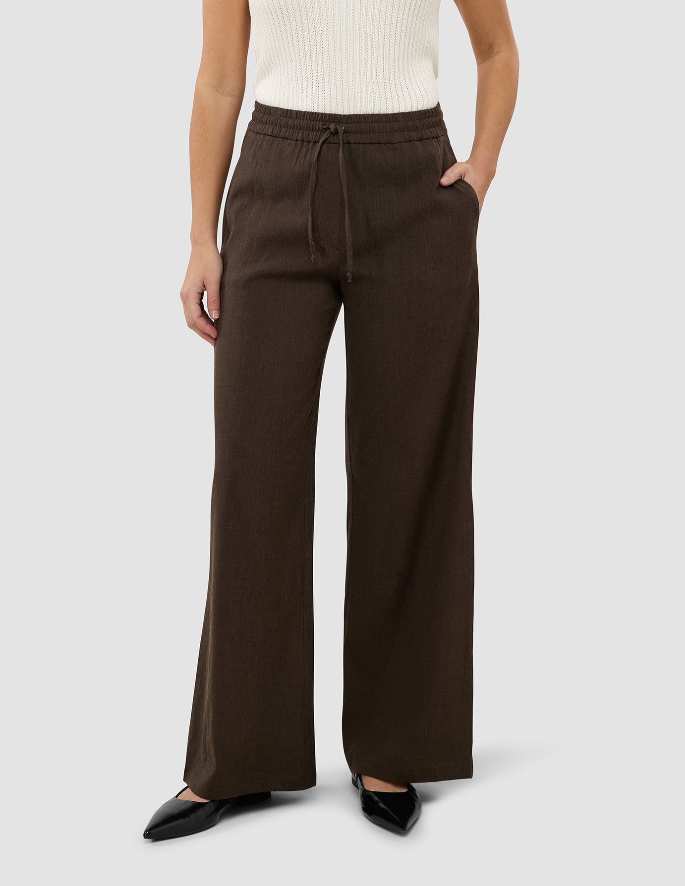 Women's Linen Pants Relaxed Espresso