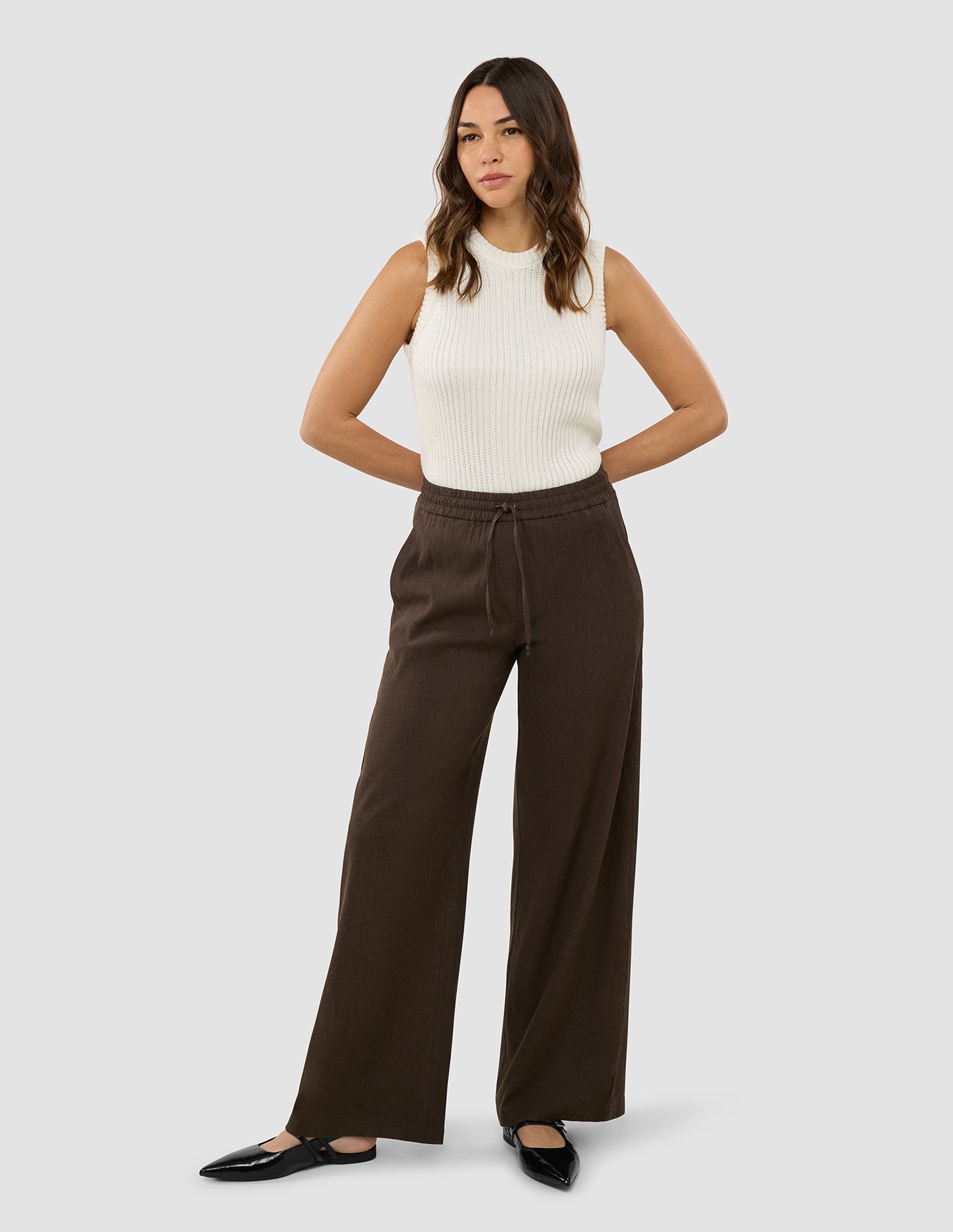 Women's Linen Pants Relaxed Espresso