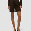 Linen Set Espresso Long Sleeved Shirt & Relaxed Shorts