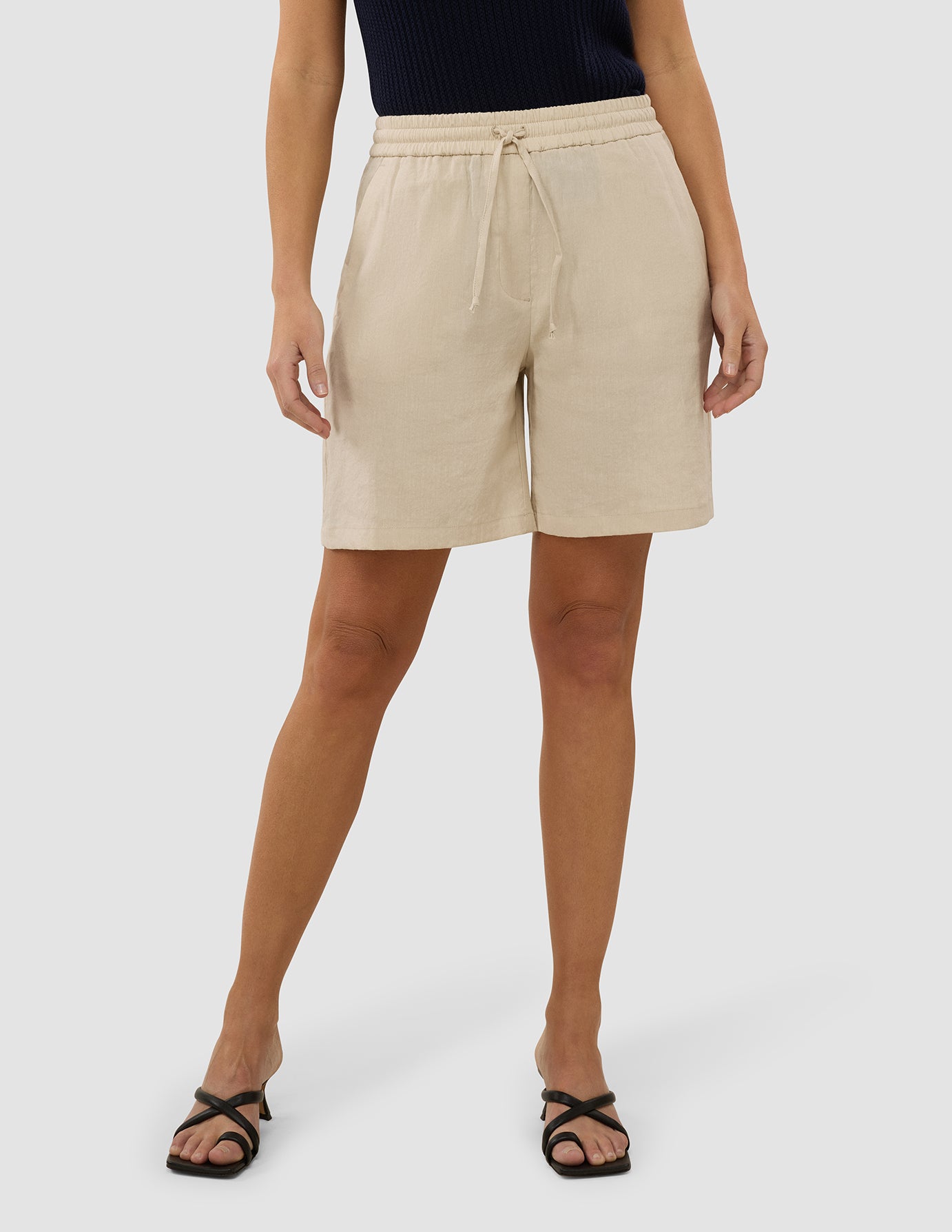Women's Linen Shorts Relaxed Sandy Beige
