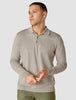 Silk / Cotton Long Sleeve Polo Light Grey